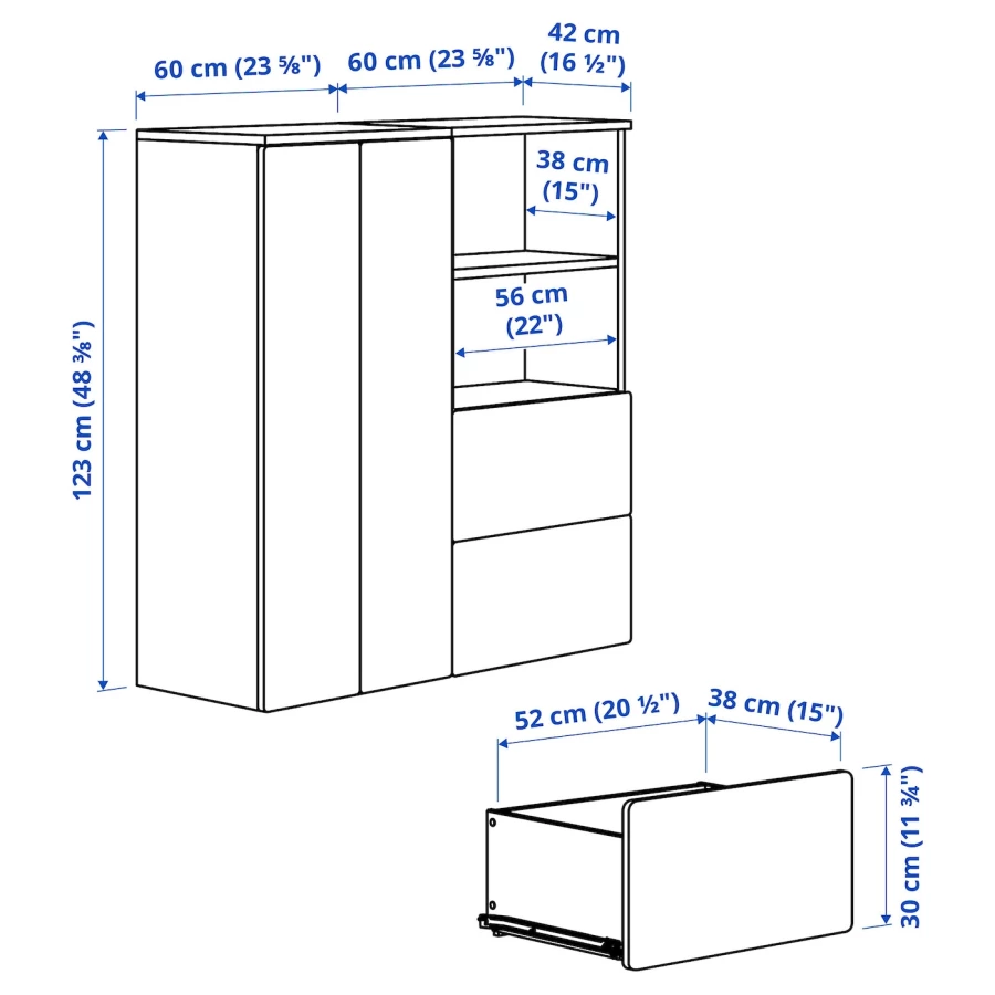 Шкаф - SMÅSTAD / SMАSTAD  IKEA /СМОСТАД  ИКЕА, 120x42x123 см, белый/серый (изображение №5)