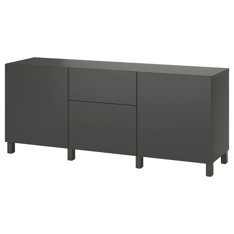 Комбинация для хранения - BESTÅ/ BESTА IKEA/ БЕСТА/БЕСТО ИКЕА, 180х74 см, темно-серый (изображение №1)