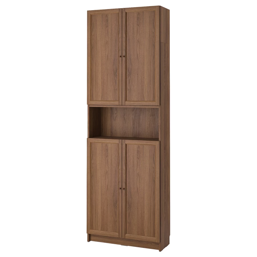 Книжный шкаф -  BILLY / OXBERG IKEA/ БИЛЛИ/ ОКСБЕРГ ИКЕА, 80х30х237 см, коричневый (изображение №1)