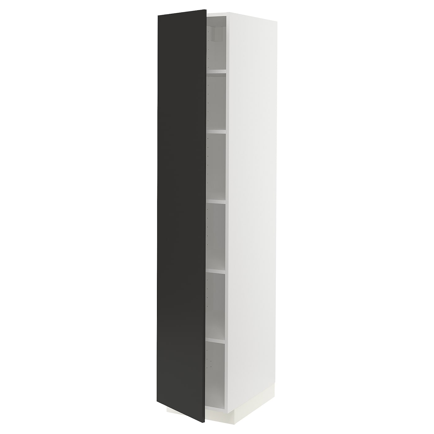 Высокий кухонный шкаф с полками - IKEA METOD/МЕТОД ИКЕА, 200х60х40 см, белый/черный