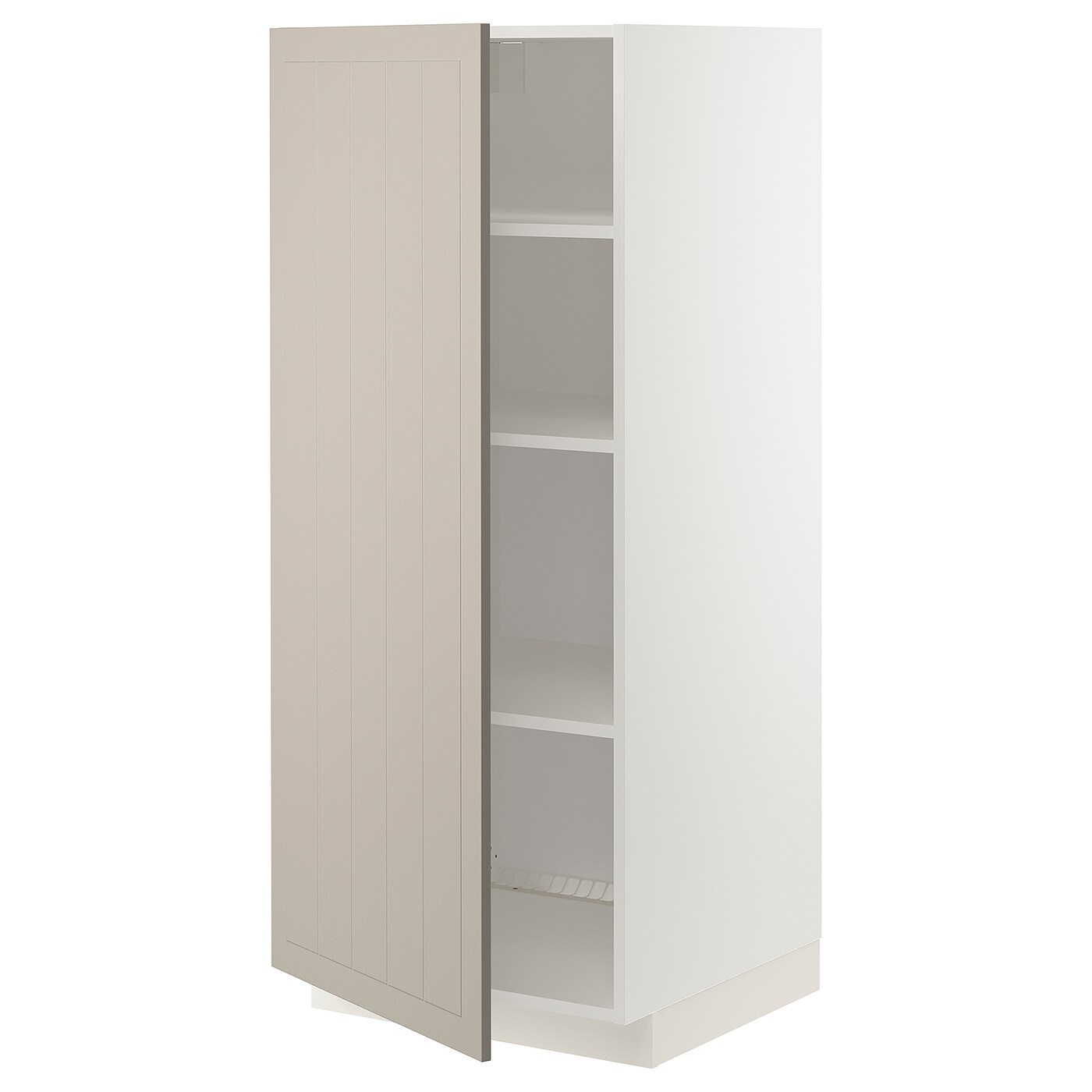 Высокий кухонный шкаф с полками - IKEA METOD/МЕТОД ИКЕА, 140х60х60 см, белый/бежевый