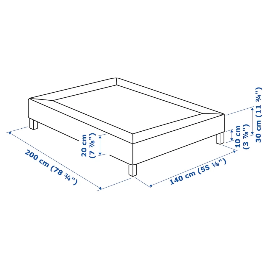 Каркас кровати - LYNGÖR / LYNGОR IKEA/ ЛЮНГЕРЬ ИКЕА, 140х200 см, серый (изображение №6)
