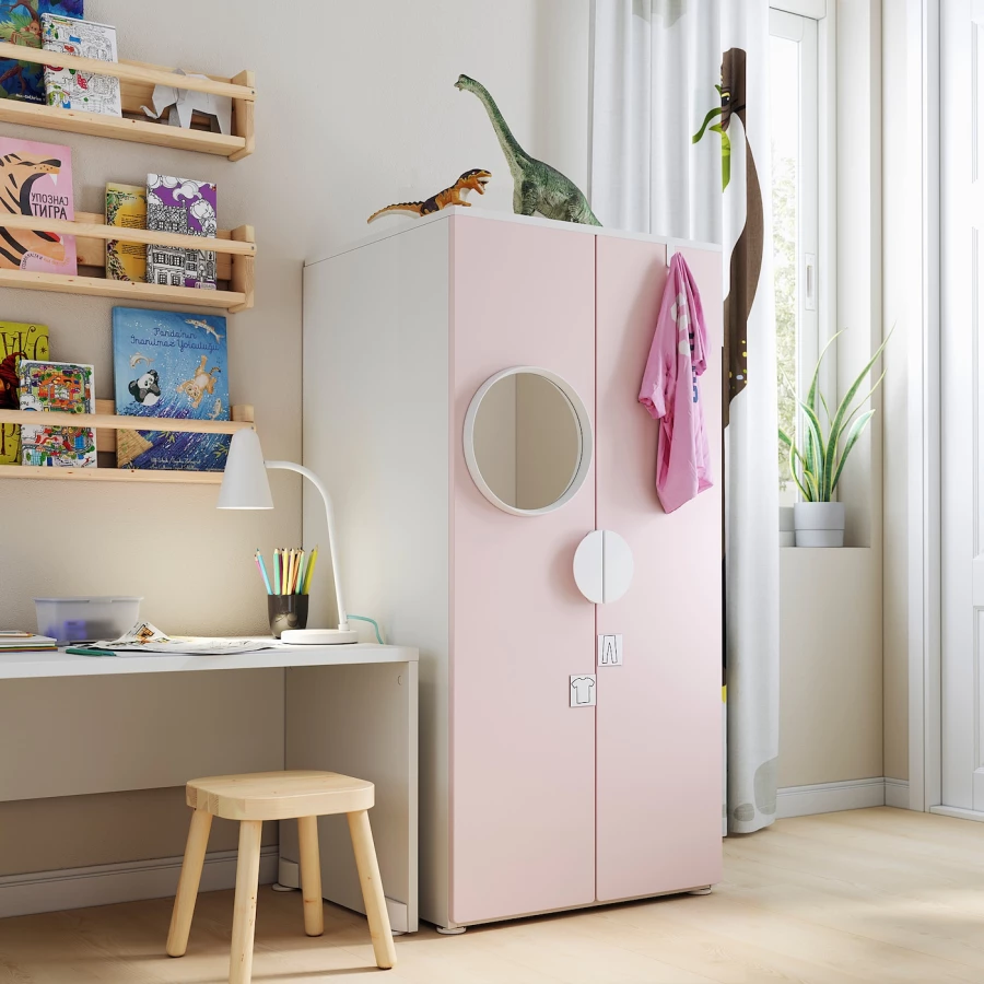 Детский шкаф - PLATSA/SMÅSTAD/SMАSTAD  IКЕА/ПЛАТСА/СМОСТАД ИКЕА,60x57x123 см ,белый/розовый (изображение №2)