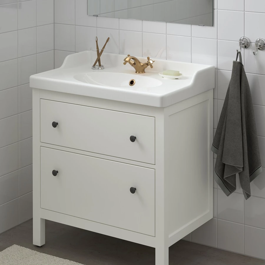 Тумба для ванной - HEMNES / RUTSJÖN /RUTSJОN IKEA/ ХЕМНЕС/РУТСЕН ИКЕА, 82х49х95 см, белый (изображение №2)