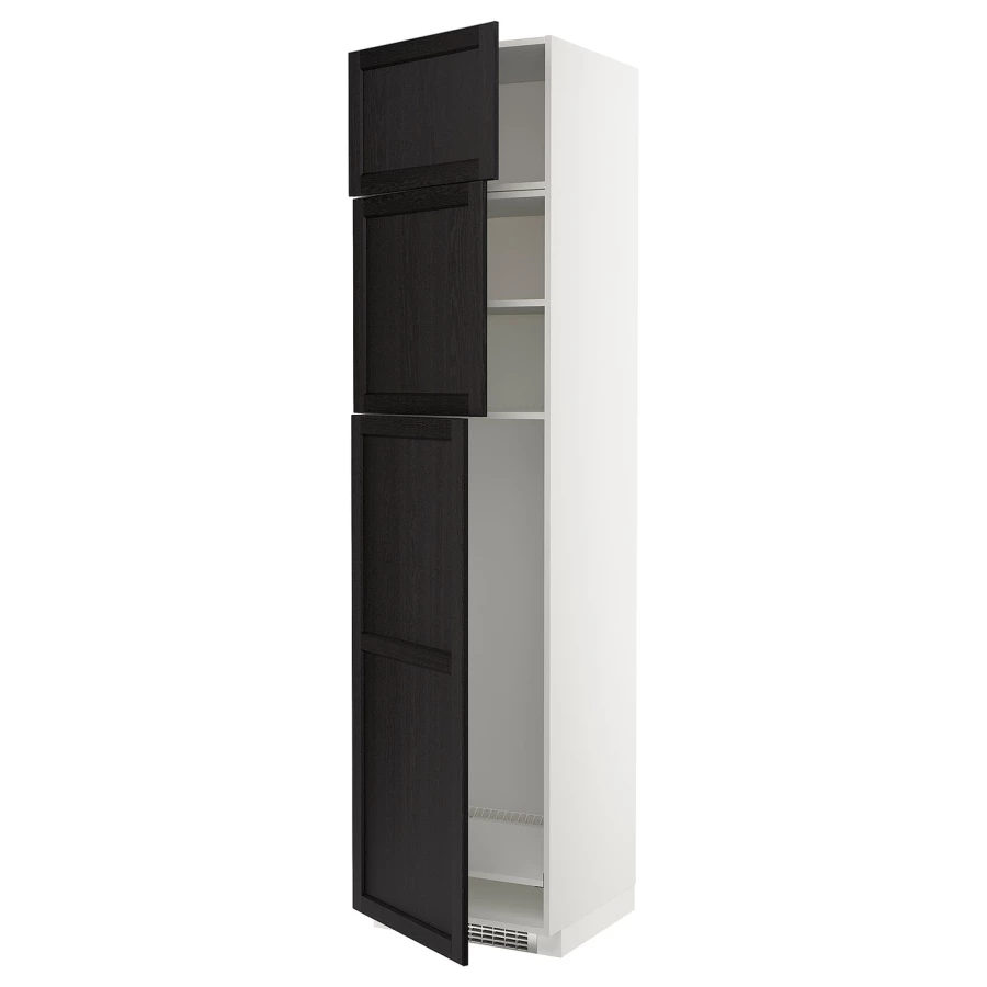 Высокий шкаф - IKEA METOD/МЕТОД ИКЕА, 240х60х60 см, белый/черный (изображение №1)