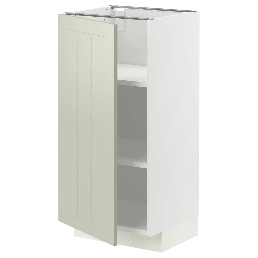 Напольный шкаф - IKEA METOD, 88x39,5x40см, белый/светло-зеленый, МЕТОД ИКЕА (изображение №1)