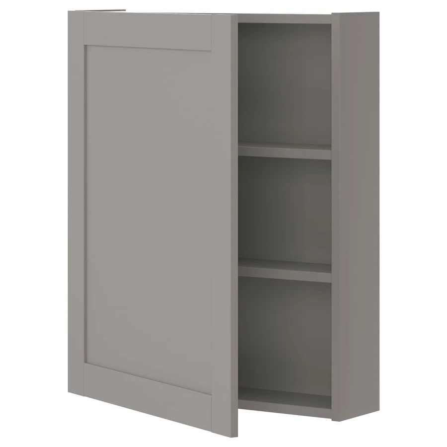 Настенный шкаф для ванной комнаты - ENHET IKEA/ ЭНХЕТ ИКЕА, 60x15x75 см, серый (изображение №1)