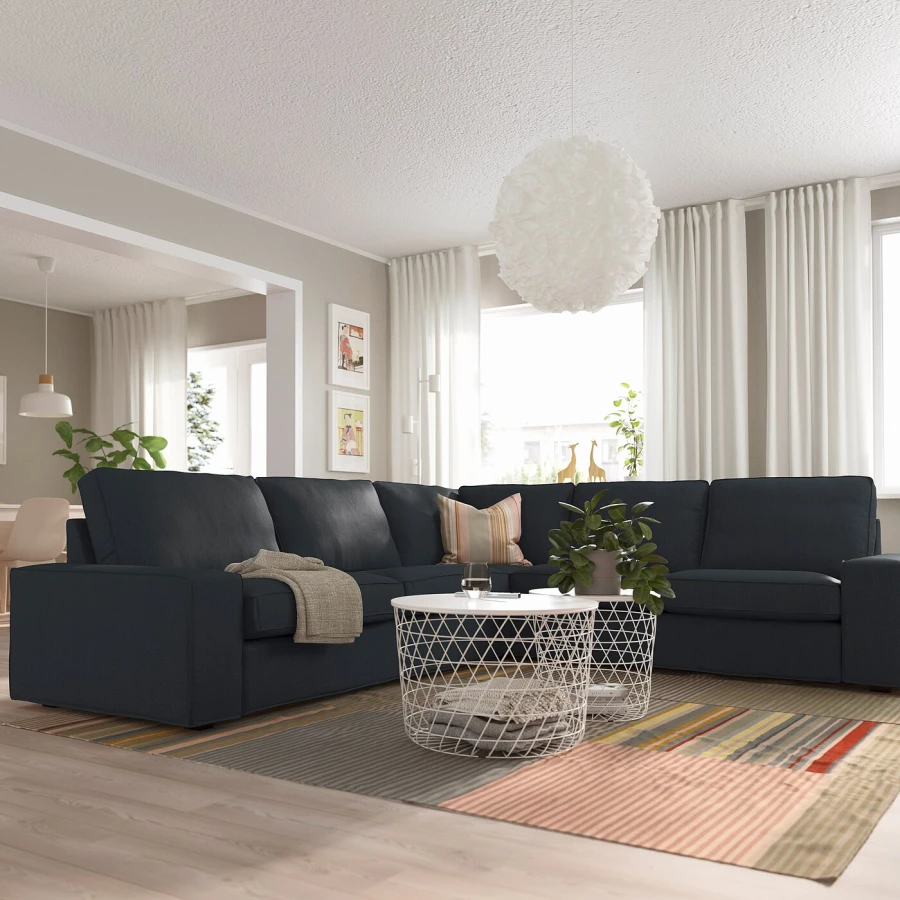 5-местный угловой диван - IKEA KIVIK, 83x95x257/297см, черный, КИВИК ИКЕА (изображение №2)