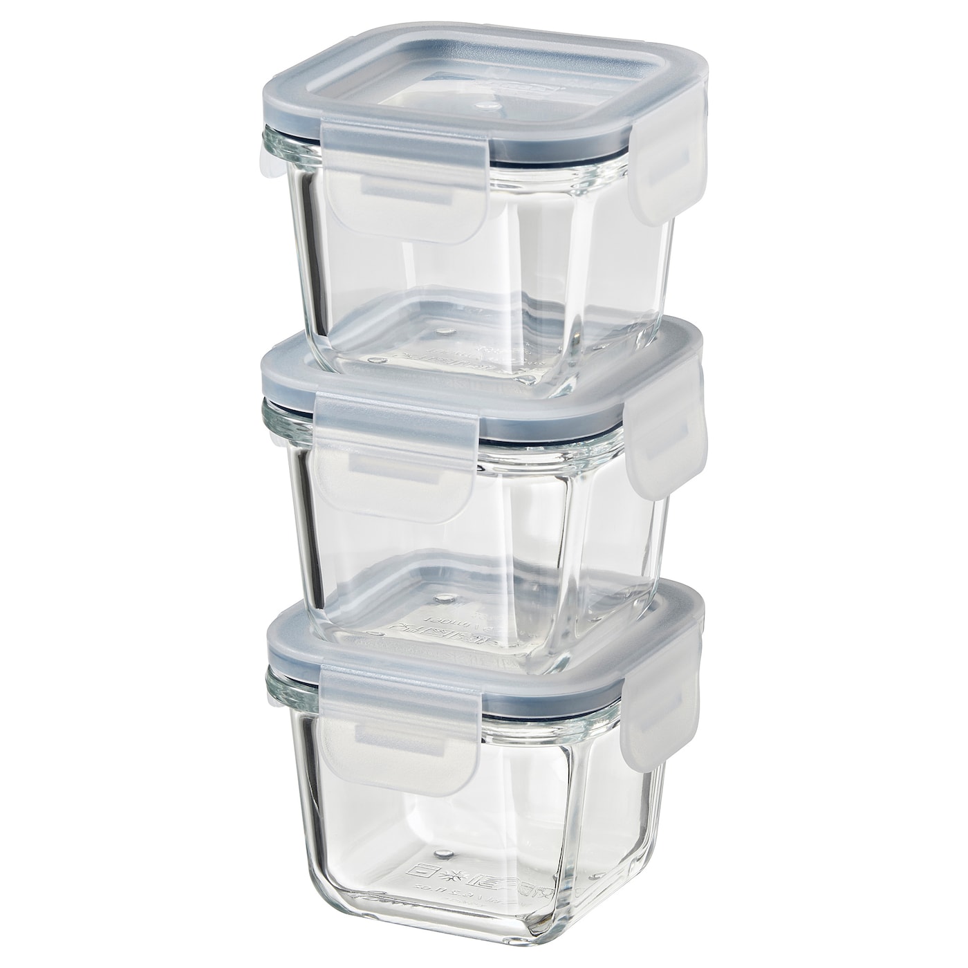 Набор контейнеров для продуктов с крышкой, 3 шт. - IKEA 365+, 8.5х8.5х6 см, стекло, ИКЕА 365+