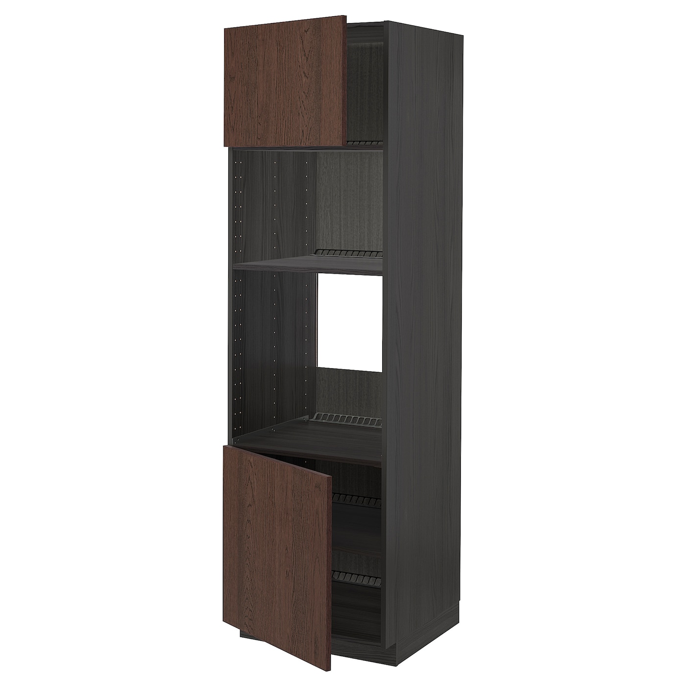Кухонный шкаф-пенал - IKEA METOD/МЕТОД ИКЕА, 200х60х60 см, черный/коричневый