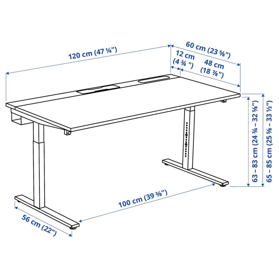 Письменный стол - IKEA MITTZON/МИТТЗОН ИКЕА, белый/черный (изображение №2)