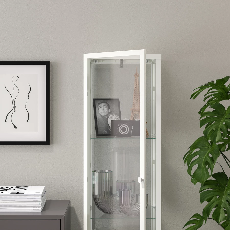 Шкаф со стеклянными дверцами - BLÅLIDEN /BLАLIDEN   IКЕА/ БЛОЛИЕН ИКЕА, 35x32x151 см, белый/прозрачный (изображение №4)