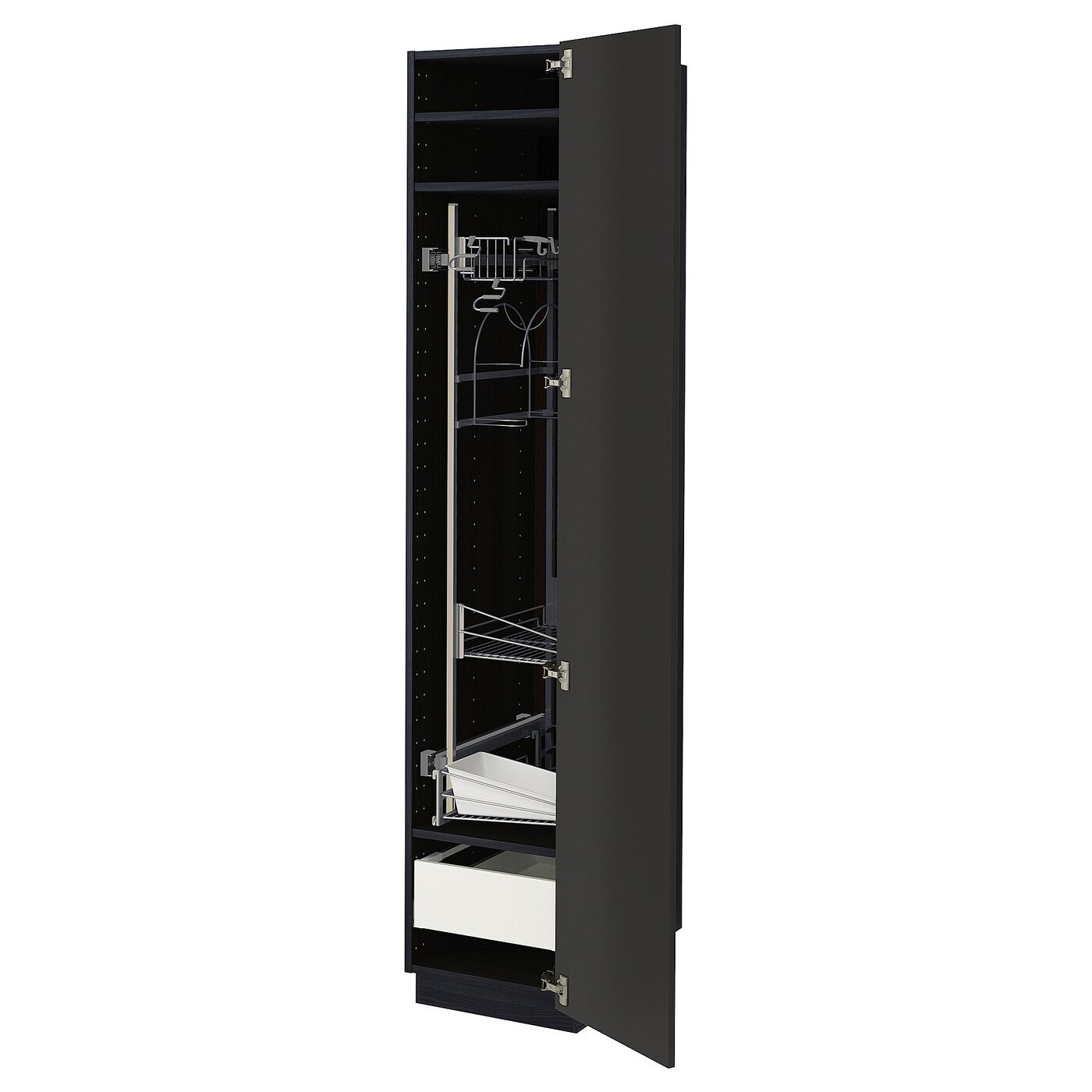 Высокий шкаф/бытовой - IKEA METOD/MAXIMERA/МЕТОД/МАКСИМЕРА ИКЕА, 200х60х40 см, черный