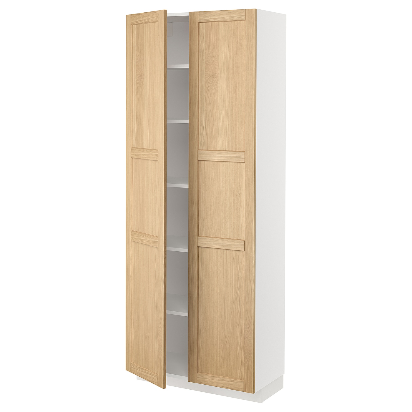Высокий шкаф с полками - IKEA METOD/МЕТОД ИКЕА, 200х37х80 см, белый/светло-коричневый