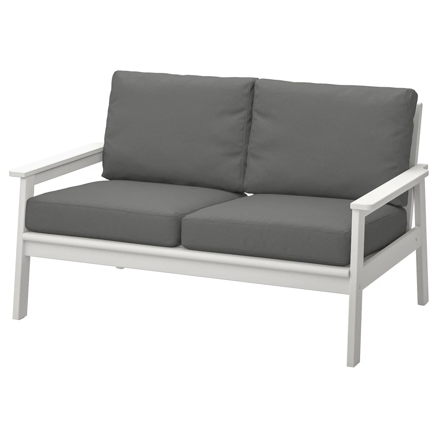 2-местный диван - IKEA BONDHOLMEN/БОНДХОЛЬМЕН ИКЕА, 88х81х139 см, серый/белый (изображение №1)