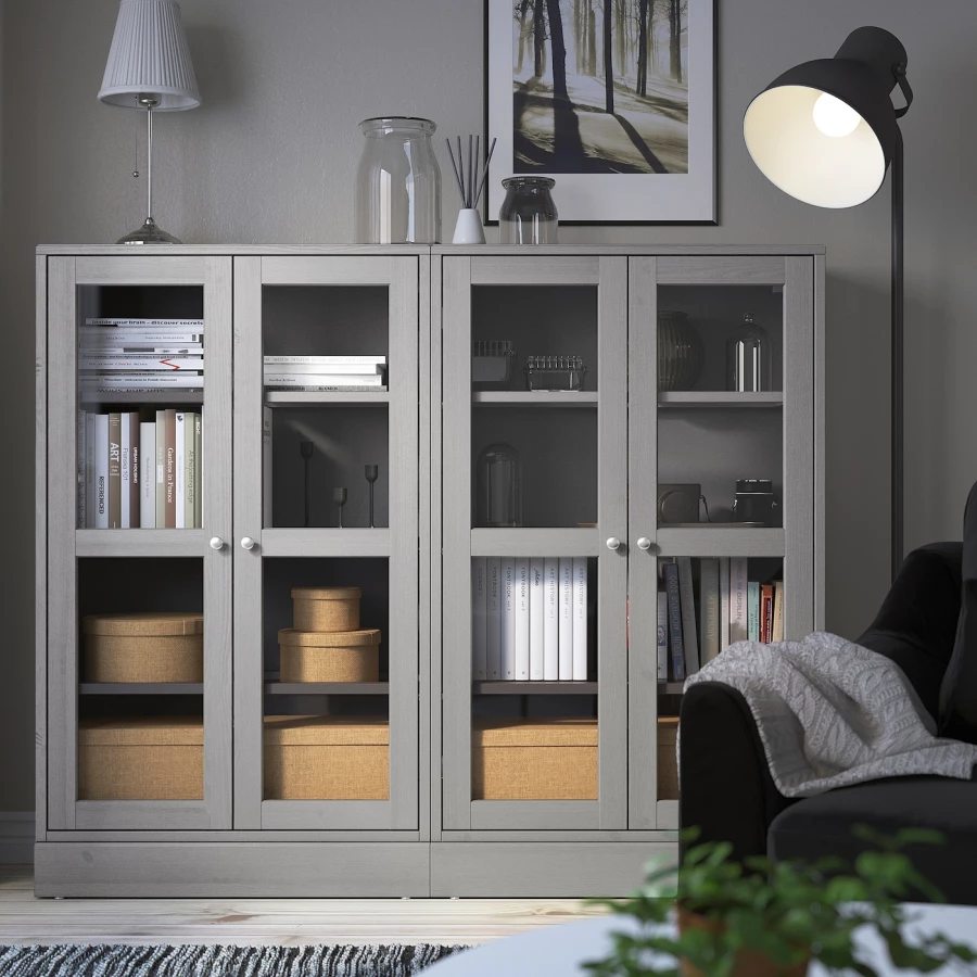 Шкаф - HAVSTA IKEA/ ХАВСТА ИКЕА, 162x134x37см, серый (изображение №8)