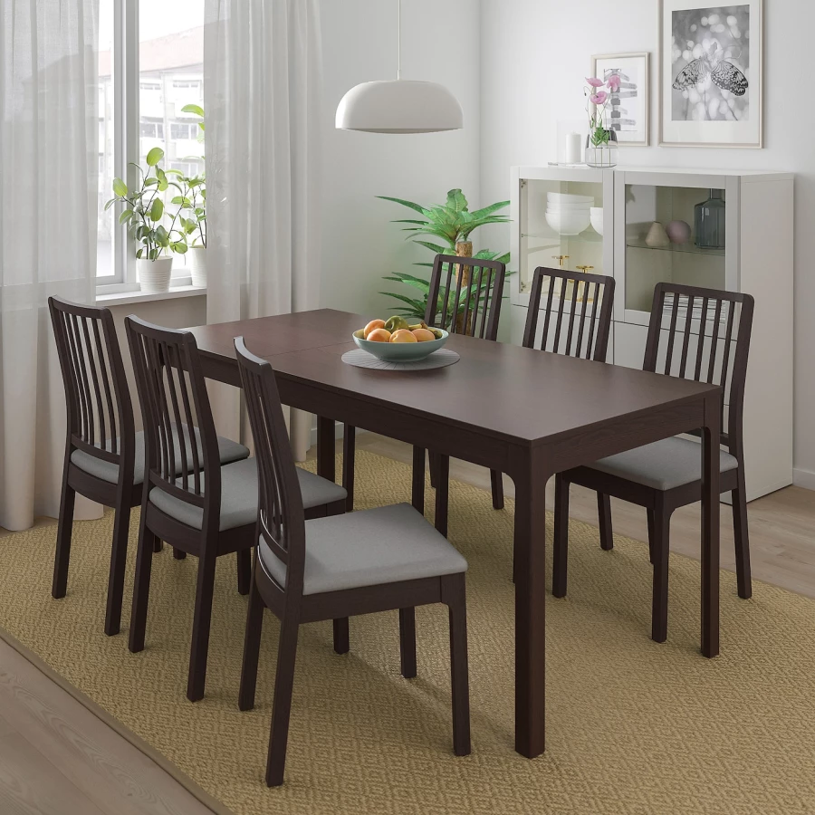 Стол и 4 стула - IKEA EKEDALEN /ЭКЕДАЛЕН ИКЕА, 120/180х80 см, темно-коричневый/серый (изображение №8)
