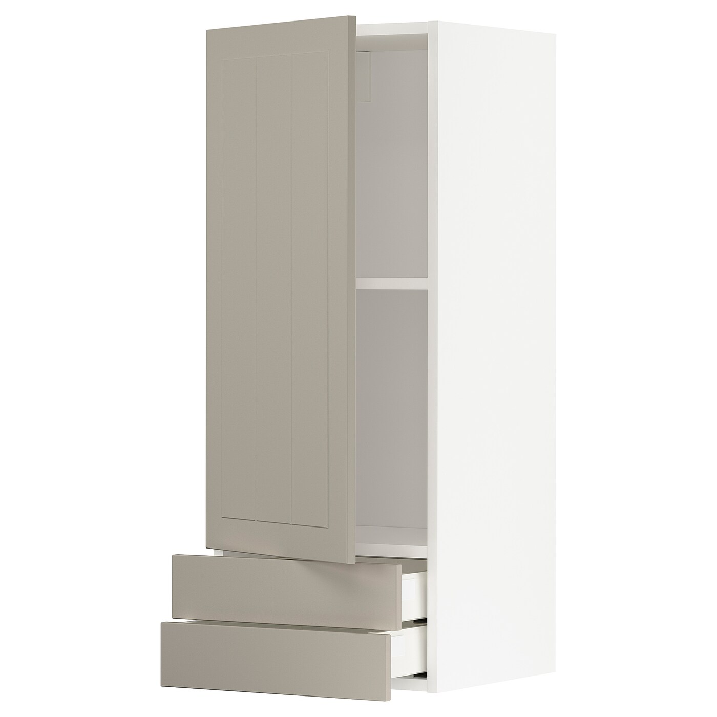 Навесной шкаф с полкой - METOD/MAXIMERA  IKEA/ МЕТОД /МАКСИМЕРА ИКЕА, 100х40 см, белый/светло-коричневый