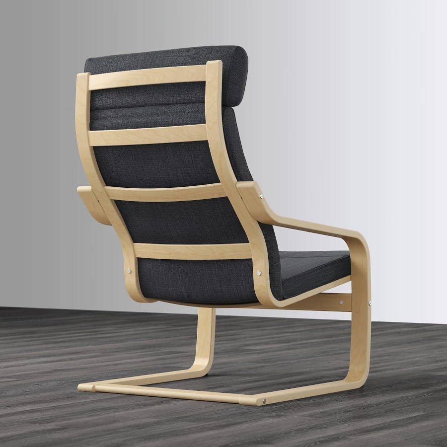 Кресло-качалка - IKEA POÄNG/POANG/ПОЭНГ ИКЕА, 68х82х100 см, чёрный (изображение №3)