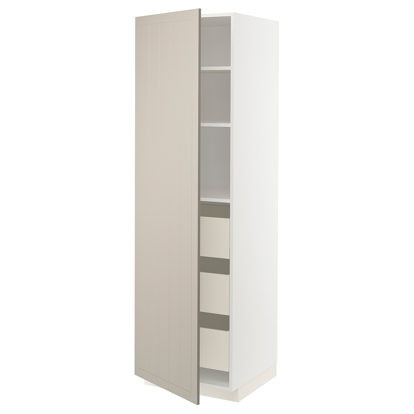 Высокий шкаф с ящиками - IKEA METOD/MAXIMERA/МЕТОД/МАКСИМЕРА ИКЕА, 200х60х60 см, белый/темно-бежевый