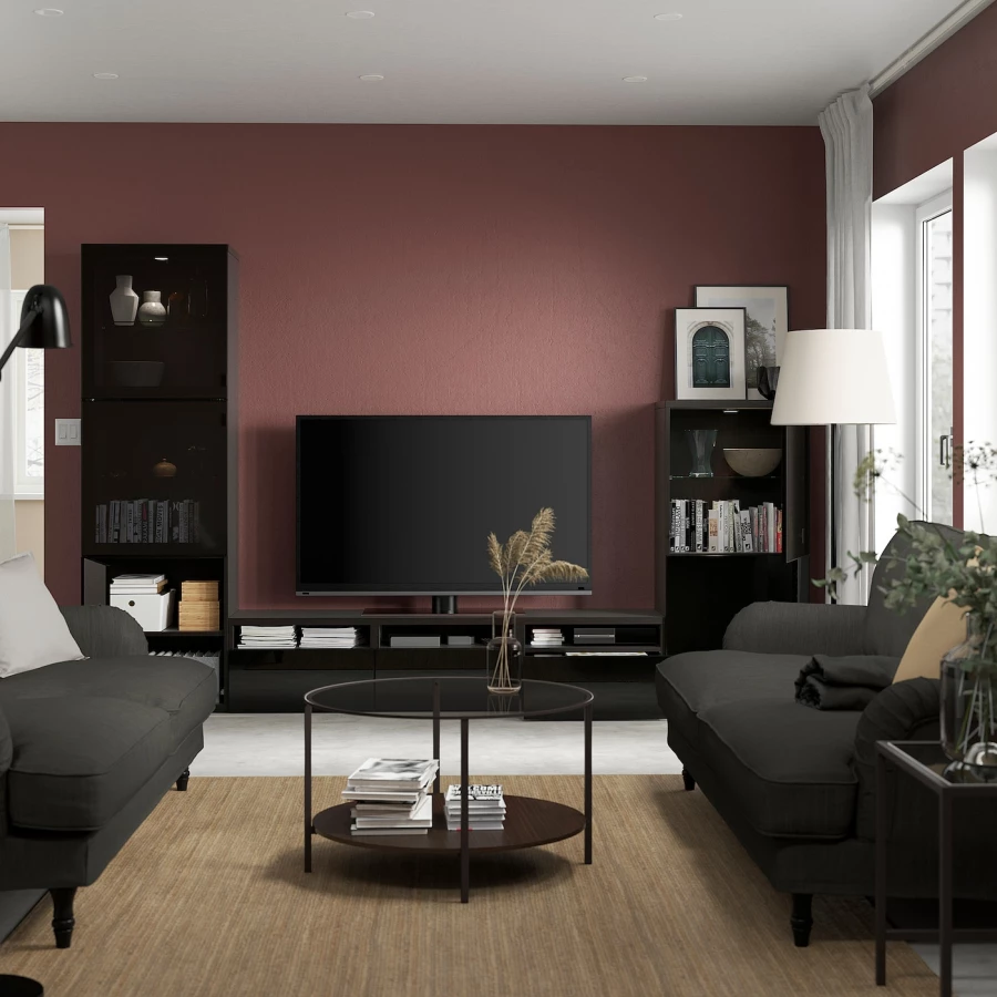 Комбинация для хранения ТВ - IKEA BESTÅ/BESTA, 193x42x300см, черный, БЕСТО ИКЕА (изображение №2)