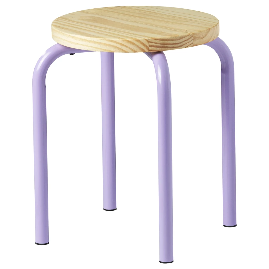Табуретка сиренево-сосна - DOMSTEN IKEA/ ДОМСТЕН ИКЕА, 45 см, бежевый/фиолетовый (изображение №1)