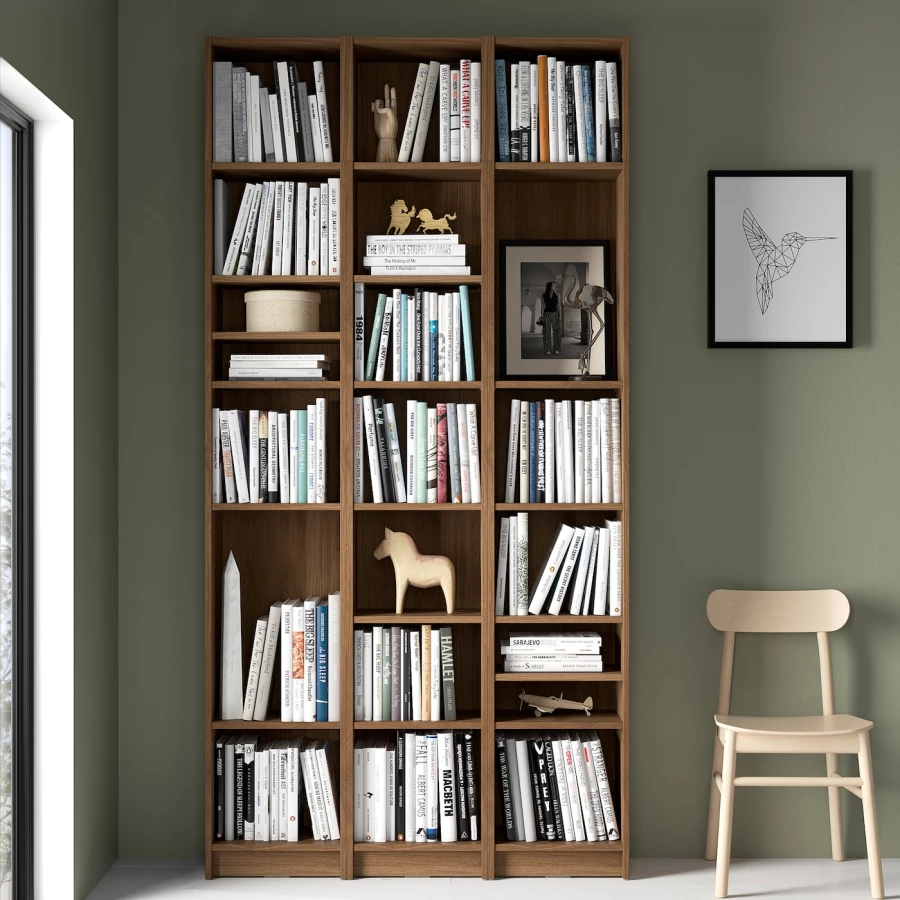 Книжный шкаф -  BILLY IKEA/ БИЛЛИ ИКЕА, 120х28х237 см, коричневый (изображение №4)