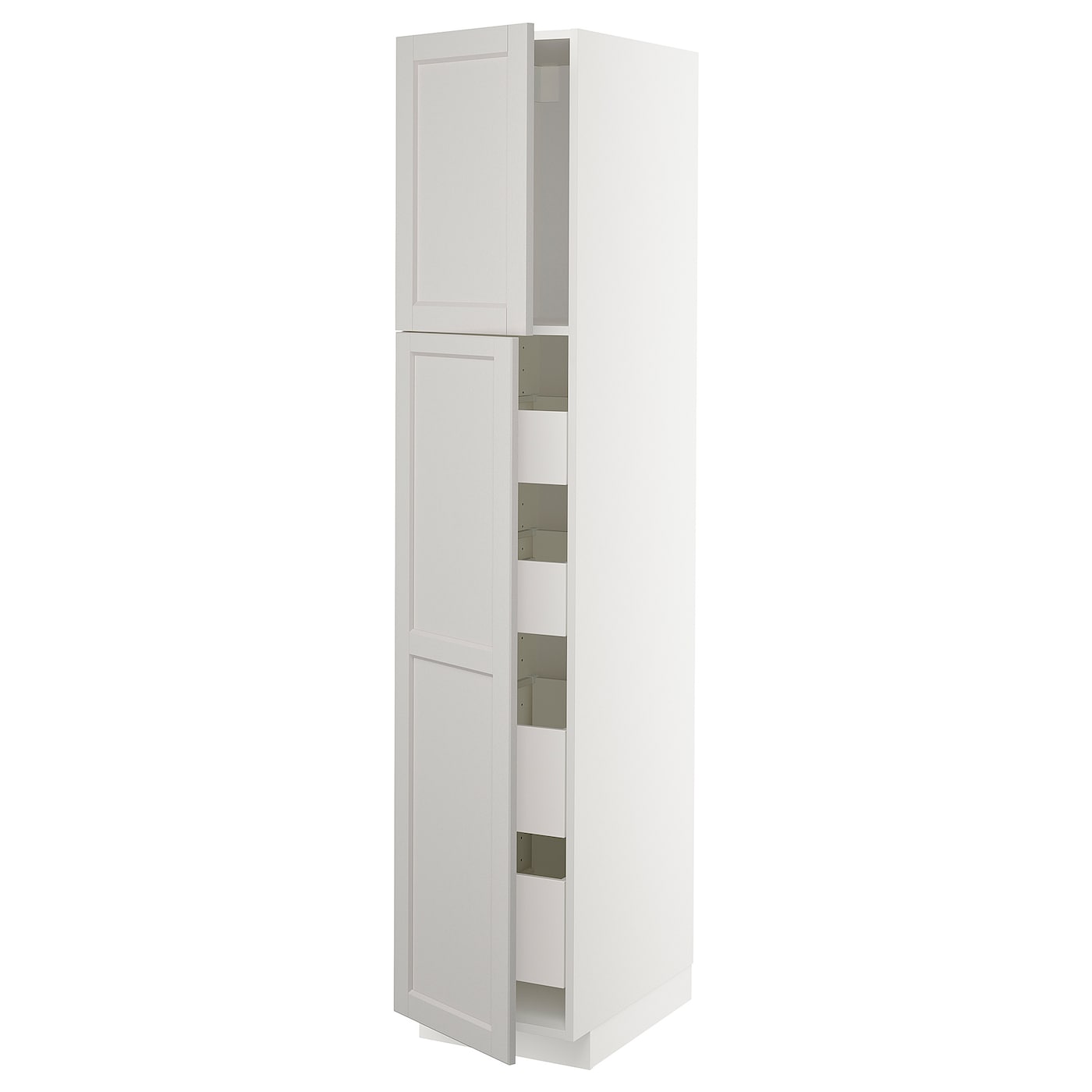 Высокий шкаф - IKEA METOD/MAXIMERA/МЕТОД/МАКСИМЕРА ИКЕА, 200х60х40 см, белый/серый