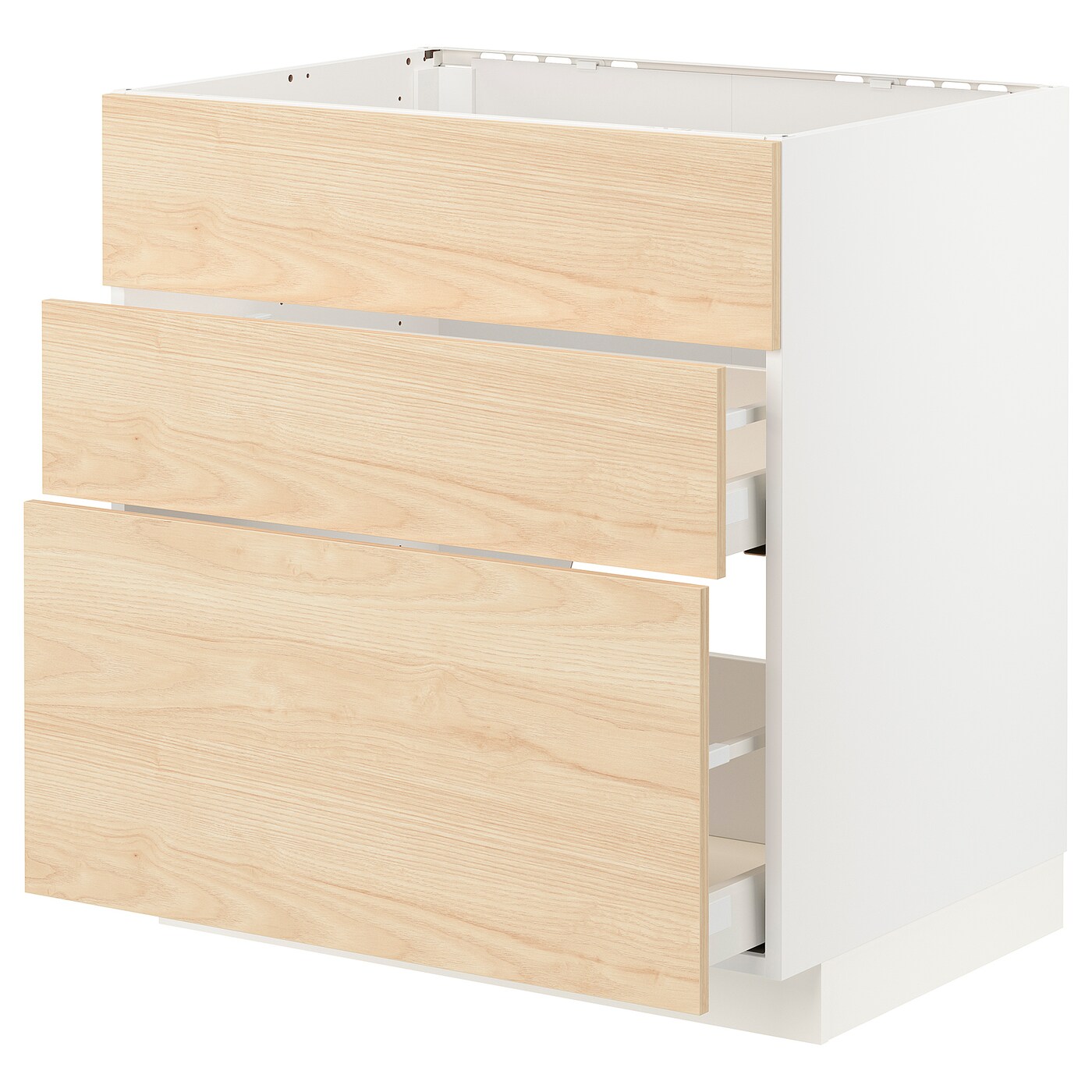 Напольный шкаф - IKEA METOD MAXIMERA, 62x80см, белый/светлый ясень, МЕТОД МАКСИМЕРА ИКЕА