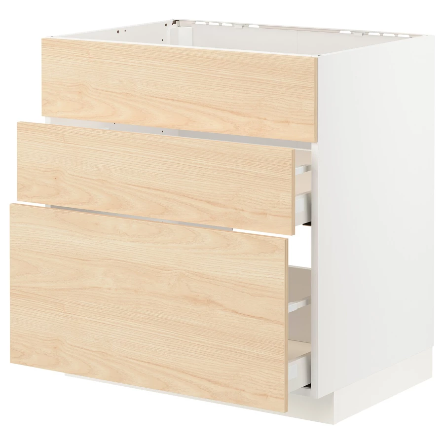 Напольный шкаф - IKEA METOD MAXIMERA, 62x80см, белый/светлый ясень, МЕТОД МАКСИМЕРА ИКЕА (изображение №1)