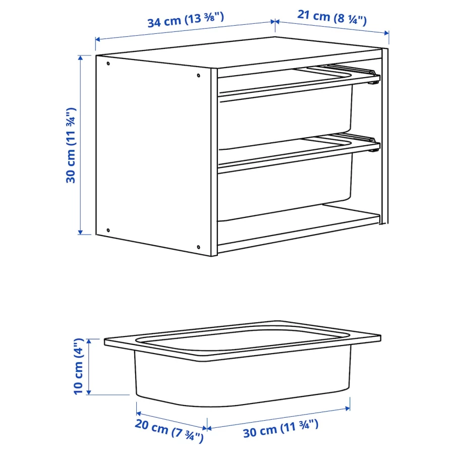Навесной шкаф - TROFAST/ТРОФАСТ ИКЕА, 30х21х34 см, серый (изображение №4)