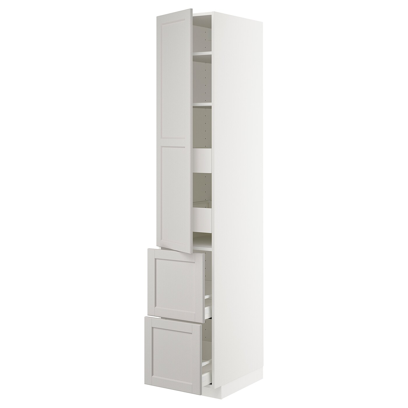 Высокий шкаф - IKEA METOD/MAXIMERA/МЕТОД/МАКСИМЕРА ИКЕА, 220х60х40 см, белый/светло-серый