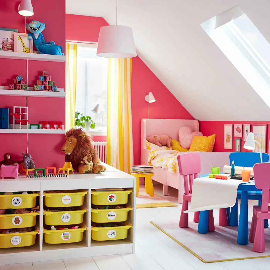 Кровать одноярусная - IKEA BUSUNGE/БУСУНГЕ ИКЕА, 80x200 см, розовый (изображение №7)