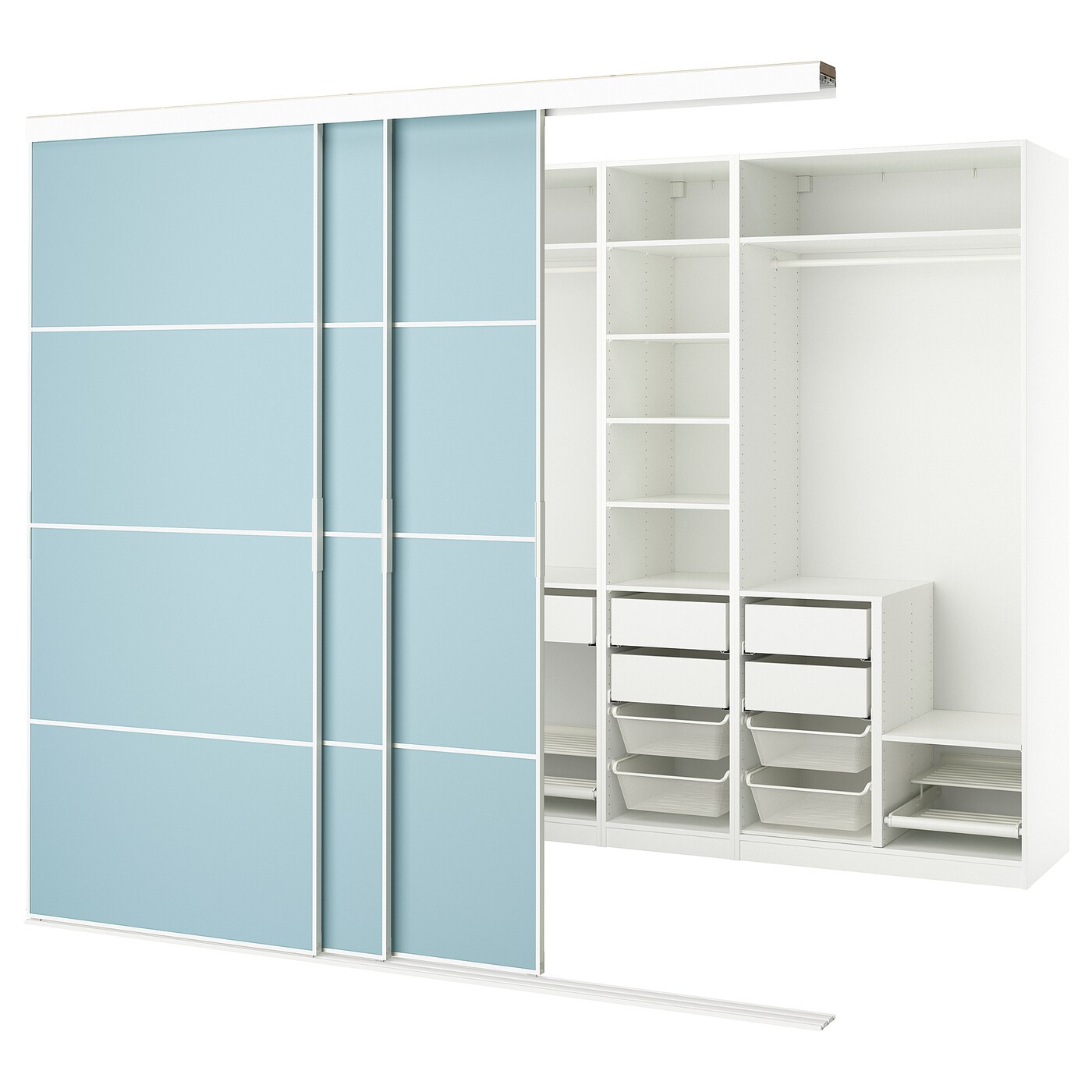 Шкаф - SKYTTA / PAX IKEA/ СКИТТА / ПАКС  ИКЕА, 240х276 см, белый/голубой