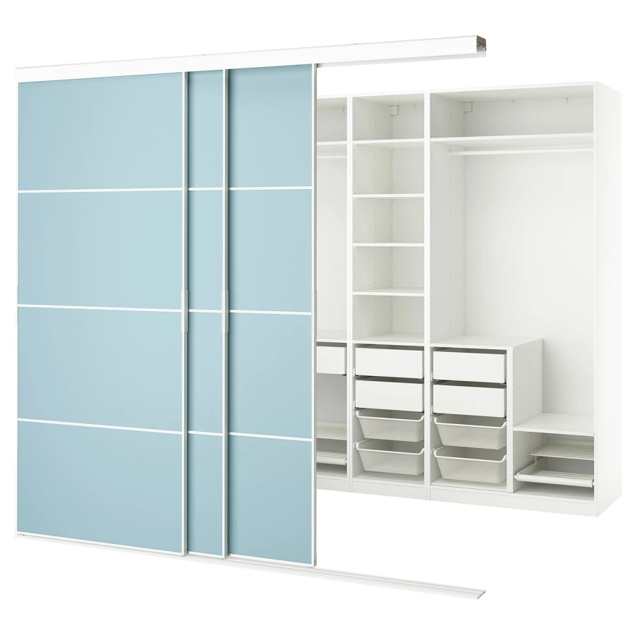 Шкаф - SKYTTA / PAX IKEA/ СКИТТА / ПАКС  ИКЕА, 240х276 см, белый/голубой (изображение №1)
