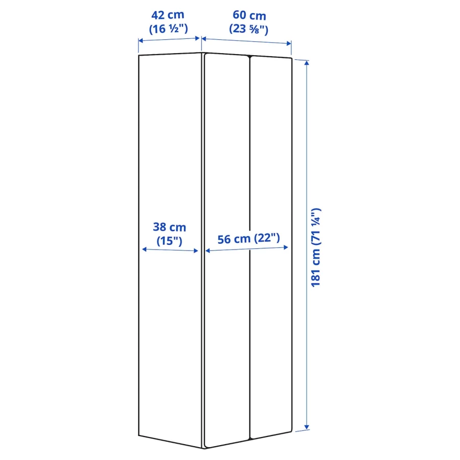 Шкаф - SMÅSTAD / SMАSTAD  IKEA /СМОСТАД  ИКЕА, 60х42х181 см, белый (изображение №3)