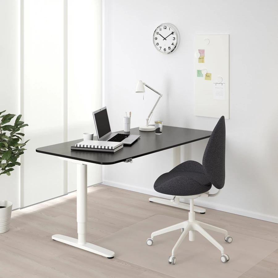 Письменный стол - IKEA BEKANT, 160х80х65-125 см, черный/белый, БЕКАНТ ИКЕА (изображение №2)