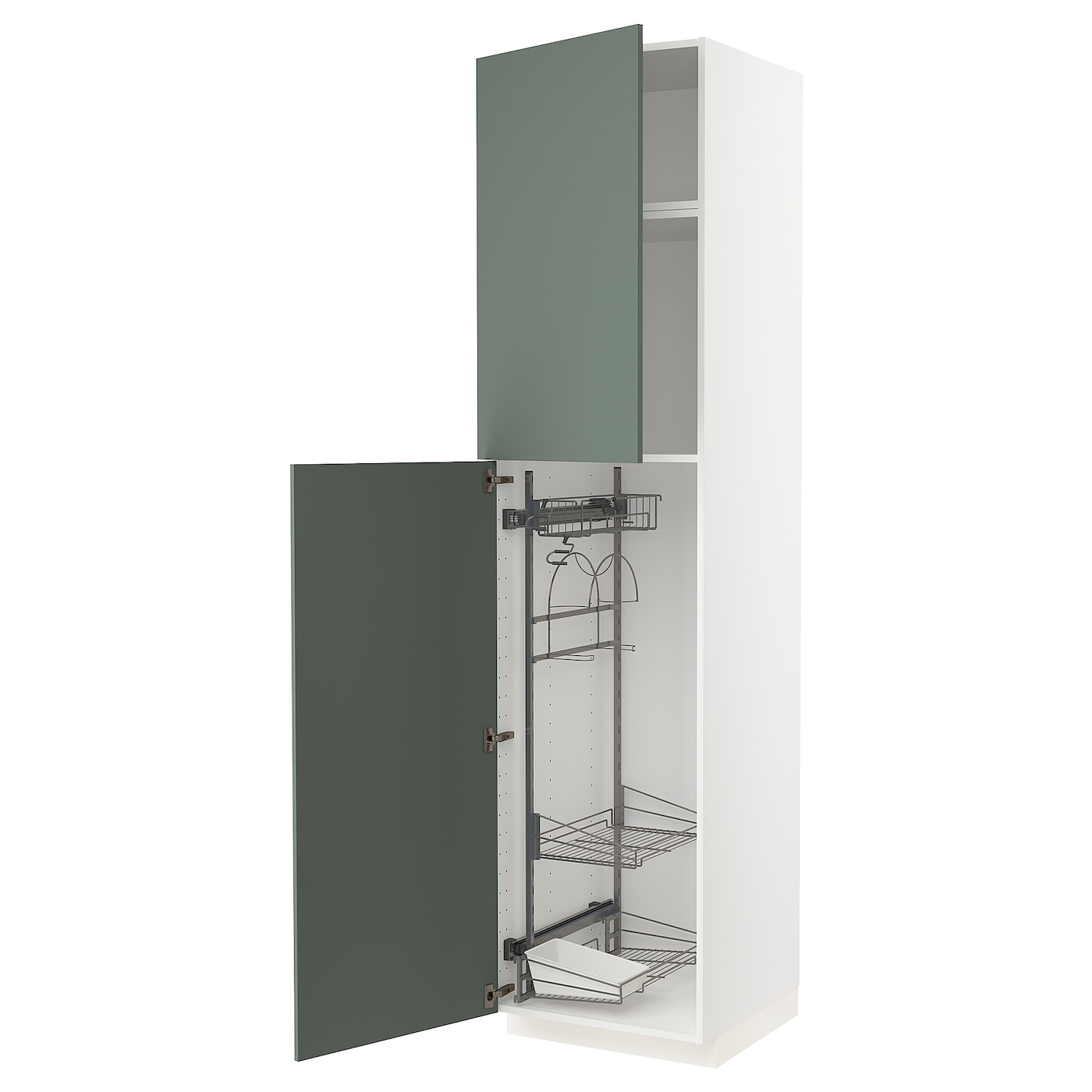 Высокий шкаф/бытовой - IKEA METOD/МЕТОД ИКЕА, 240х60х60 см, белый/серо-зеленый