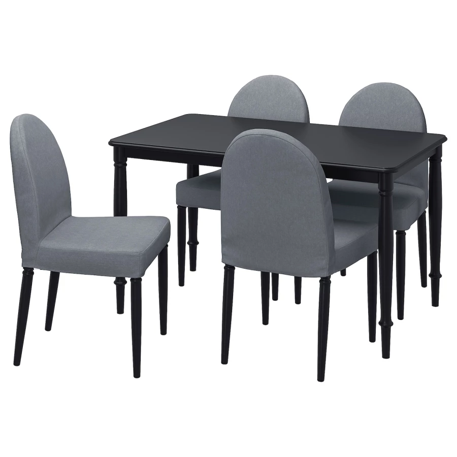 Стол и 4 стула - DANDERYD / DANDERYD IKEA/ ДАНДЕРИД ИКЕА, 130х80х75 см, черный/серый (изображение №1)