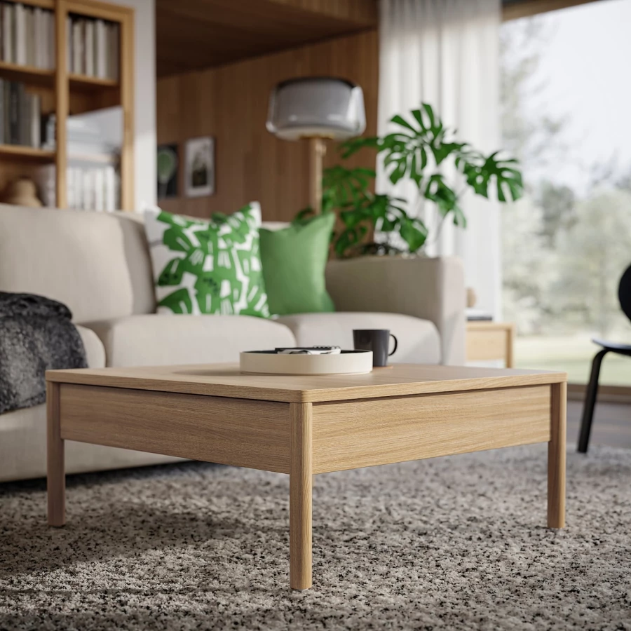 Журнальный стол -TONSTAD  IKEA/ ТОНСТАД ИКЕА, 84х82х35 см, под беленый дуб (изображение №2)