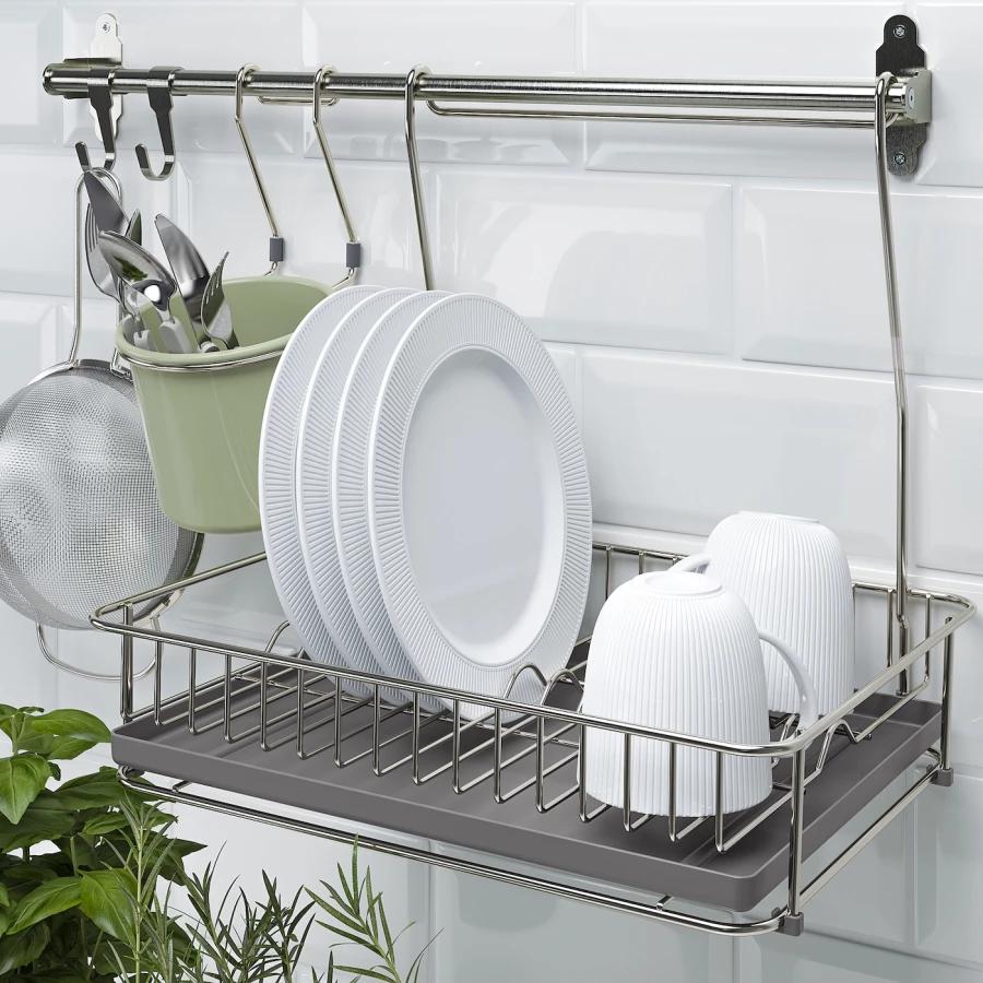 Сушилка для посуды - IKEA HULTARP, 39х30х37 см, никелированная, ГУЛЬТАРП ИКЕА (изображение №2)