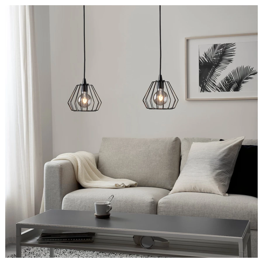 Абажур подвесного светильника - IKEA TJUGOTRE/ТЬЮГОТРЕ ИКЕА, 14х17 см, черный (изображение №5)