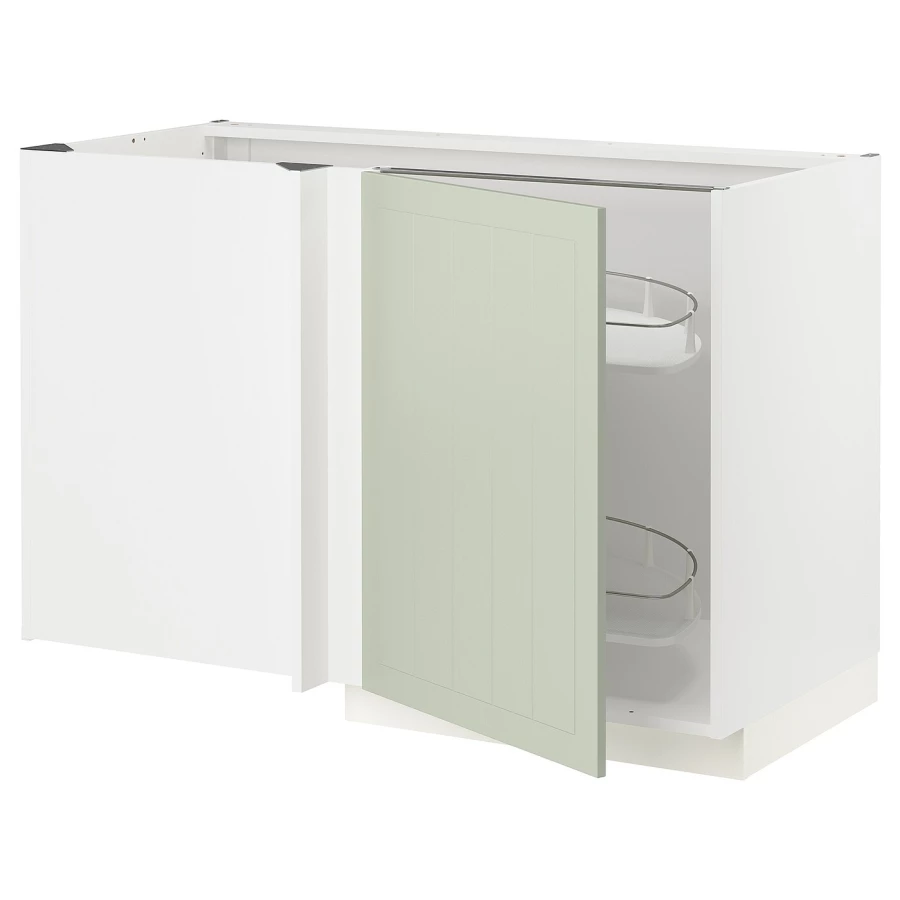 Напольный кухонный шкаф  - IKEA METOD, 88x67,5x127,5см, белый/светло-зеленый, МЕТОД ИКЕА (изображение №1)