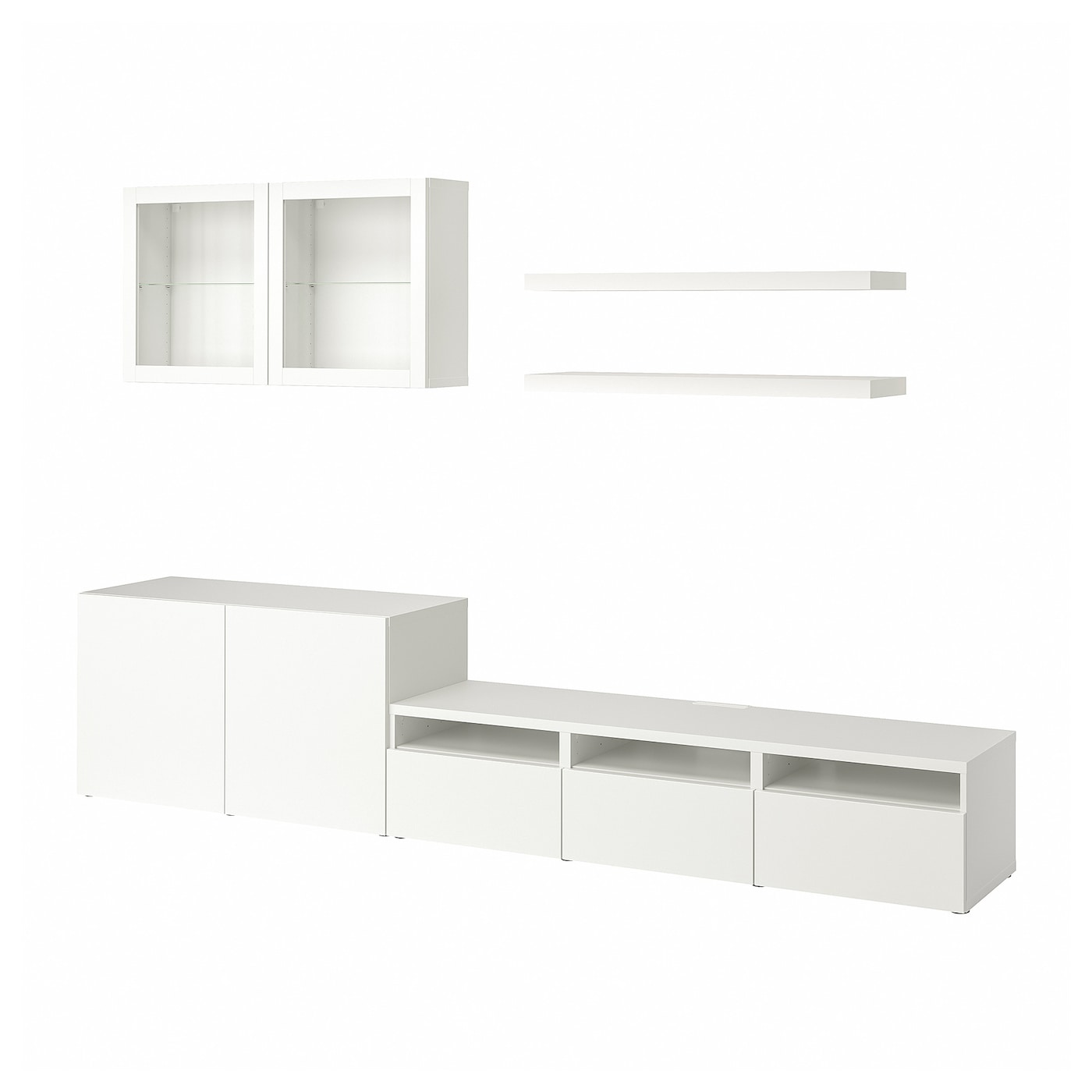 Комплект мебели д/гостиной  - IKEA BESTÅ/BESTA LACK, 195x42x300см, белый, БЕСТО ЛАКК ИКЕА