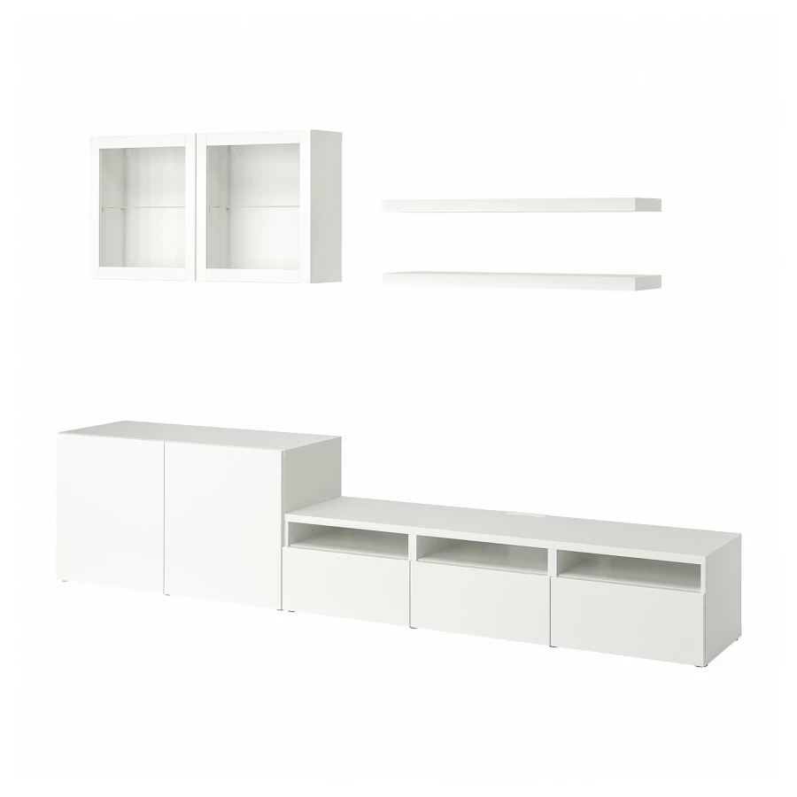 Комплект мебели д/гостиной  - IKEA BESTÅ/BESTA LACK, 195x42x300см, белый, БЕСТО ЛАКК ИКЕА (изображение №1)