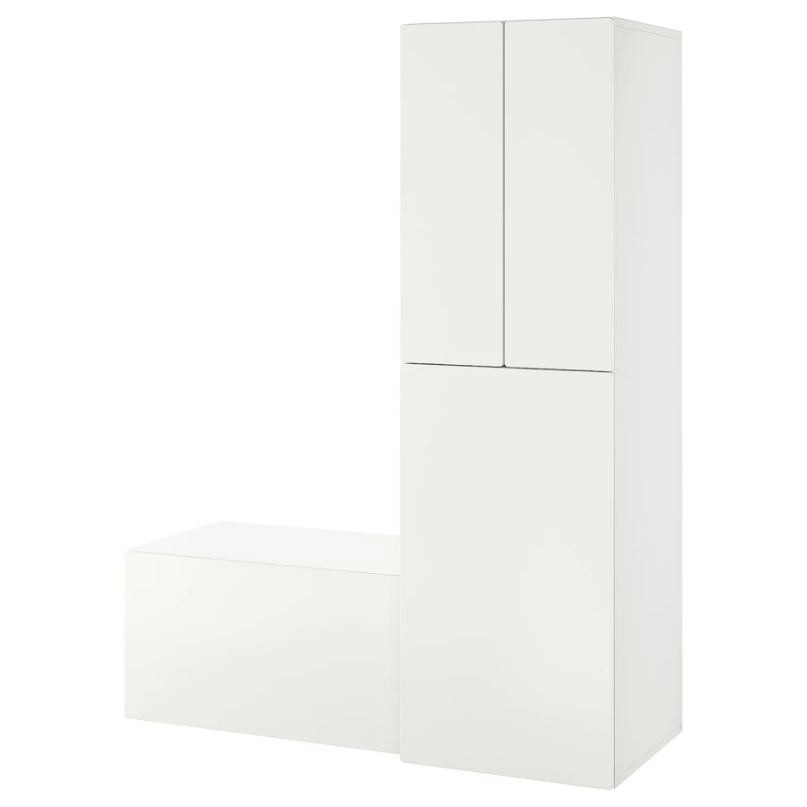 Детская гардеробная комбинация - IKEA PLATSA SMÅSTAD/SMASTAD, 196x57x150см, белый, ПЛАТСА СМОСТАД ИКЕА (изображение №1)