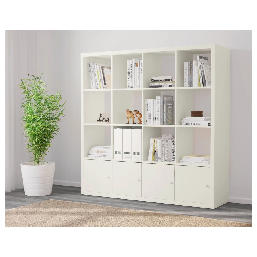 Книжный шкаф - IKEA KALLAX, 147х39х147 см, белый, КАЛЛАКС ИКЕА (изображение №2)
