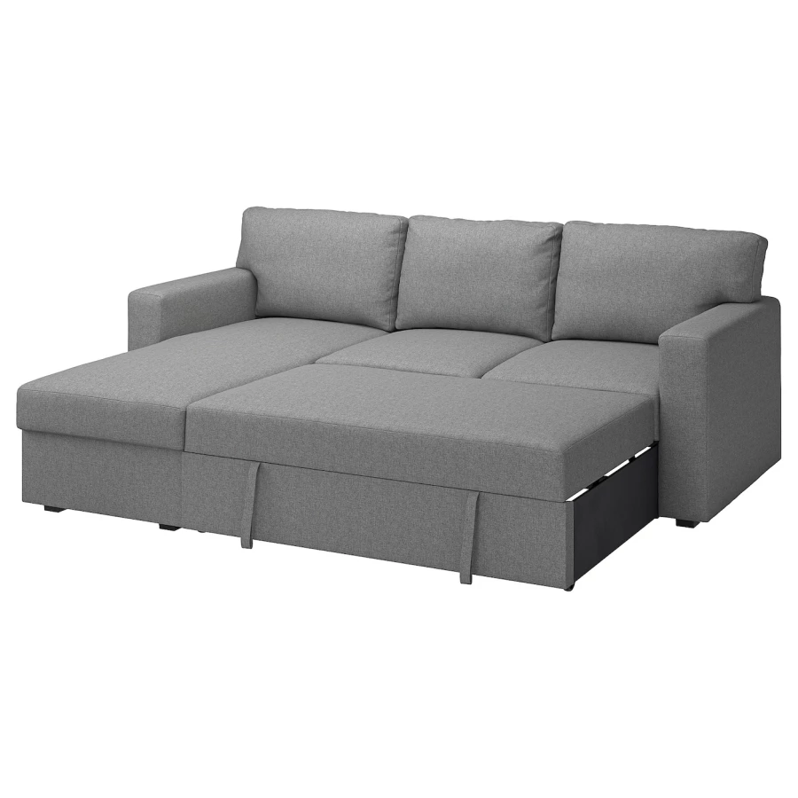 3-местный диван-кровать - IKEA BÅRSLÖV/BARSLOV/БЁРСЛОВ ИКЕА, 236х90х84 см, серый (изображение №1)