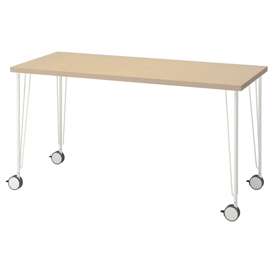 Рабочий стол - IKEA MÅLSKYTT/MALSKYTT/KRILLE, 140х60 см, береза/белый, МОЛСКЮТТ/КРИЛЛЕ ИКЕА (изображение №1)