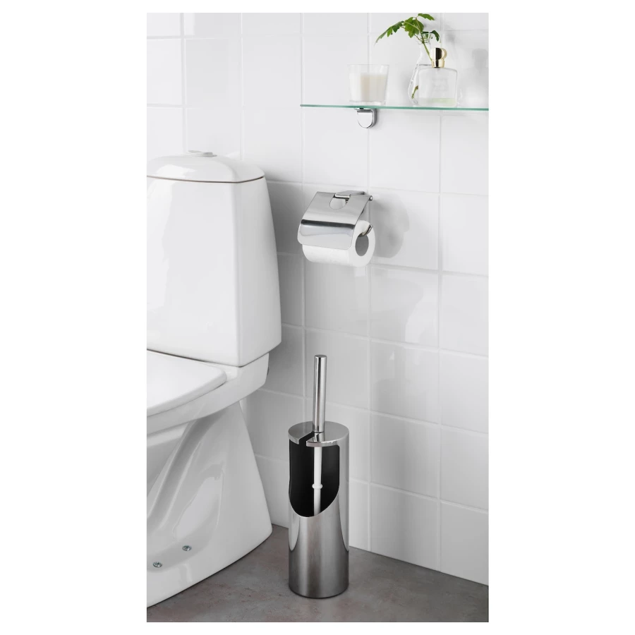 Держатель для рулонов туалетной бумаги - KALKGRUND IKEA/ КАЛКГРУНД ИКЕА,   14 см, серебристый (изображение №3)
